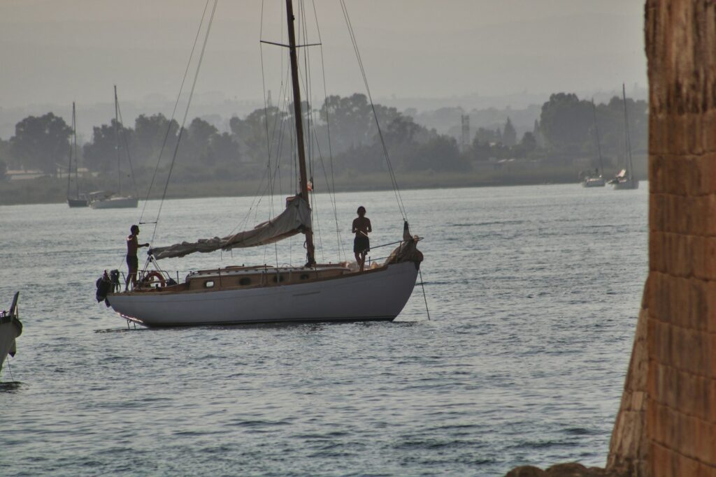 a sailboat in a body of water